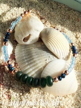 Untreated emerald dainty copper bracelet + SINGLE STRING